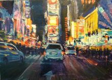 Time Square nocą.Olej (format 50cm x 70cm) cena 350 zł